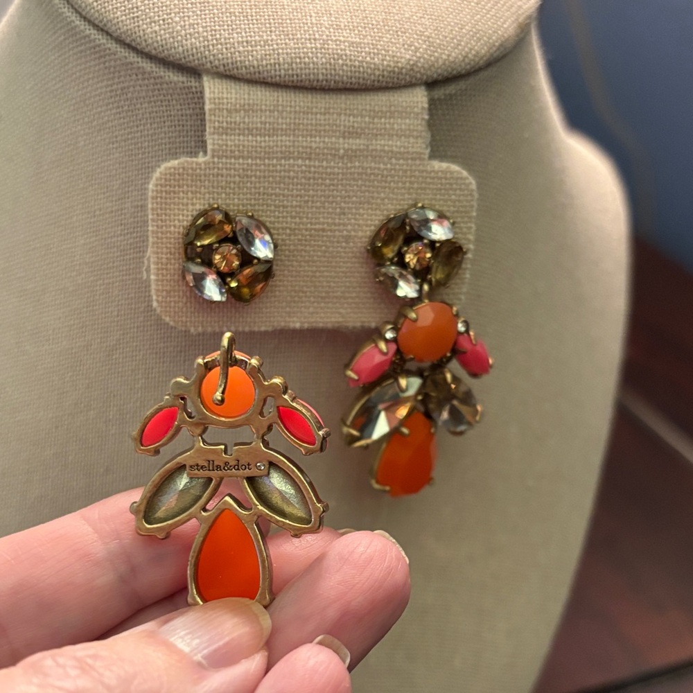 Gorgeous Pop Geo Orange, Pink, And Rhinestone Sta… - image 3